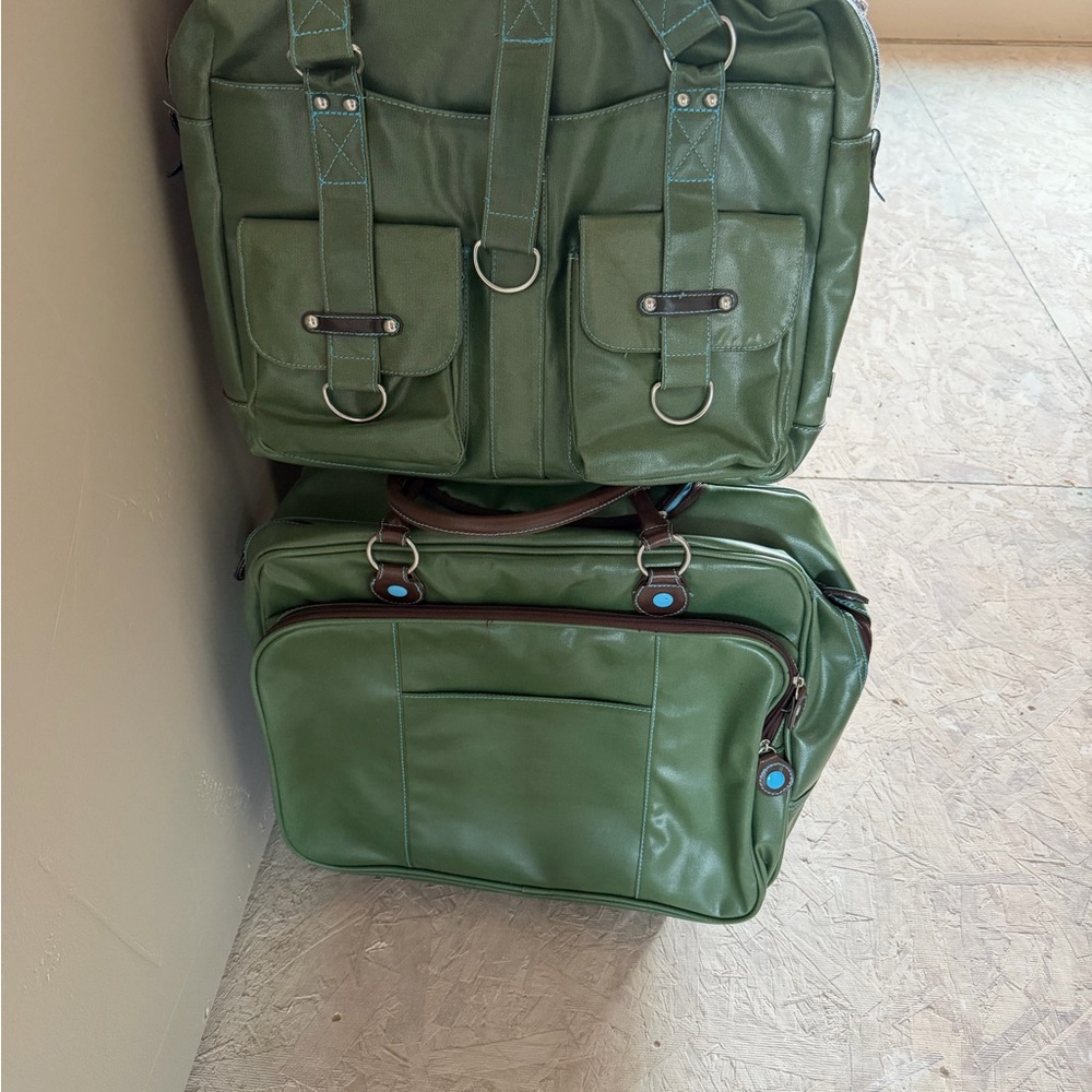 Urban Junket Green Leather carry on bags